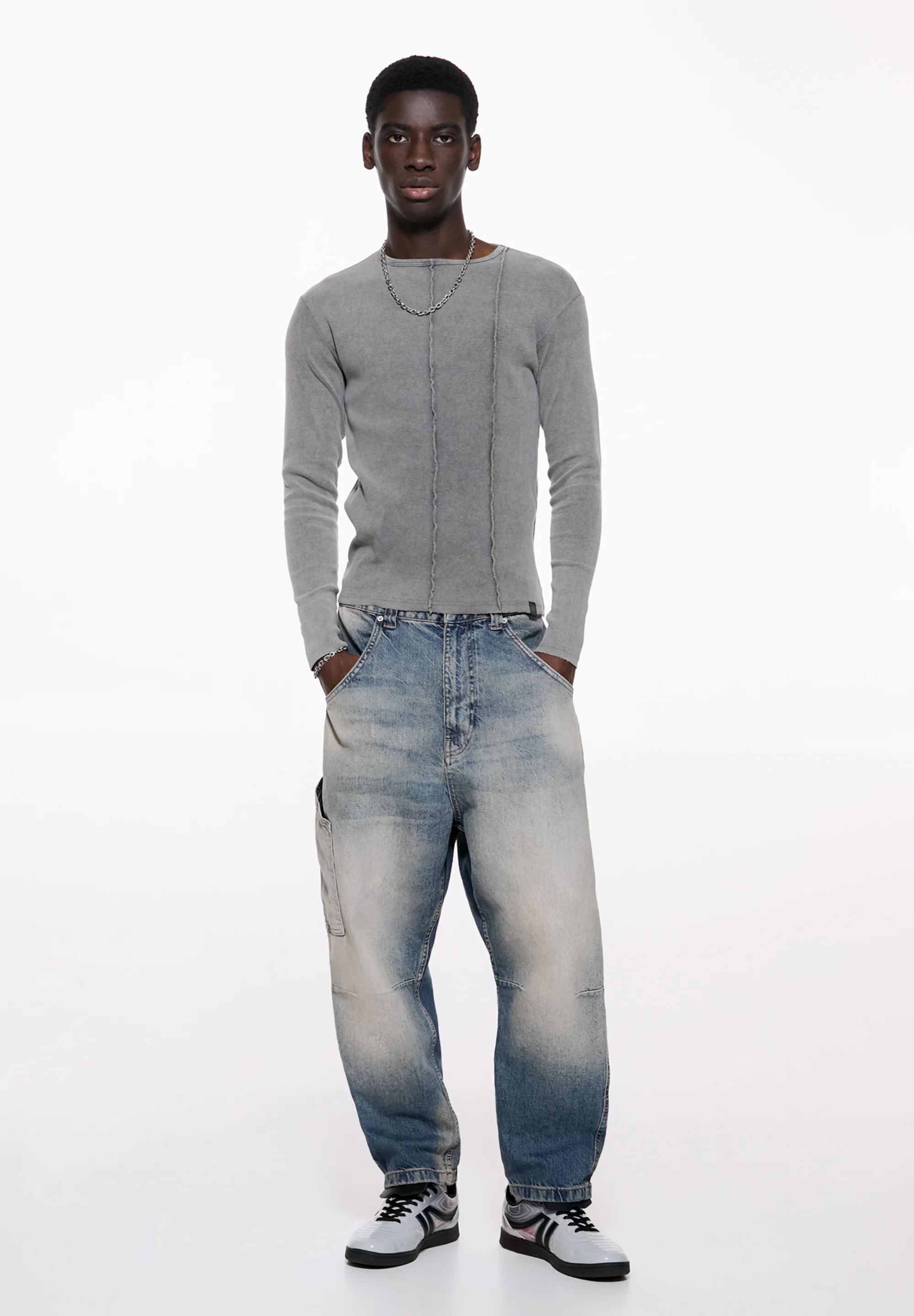 PULL&BEAR WASHED BALLOON FIT - Jeans a sigaretta