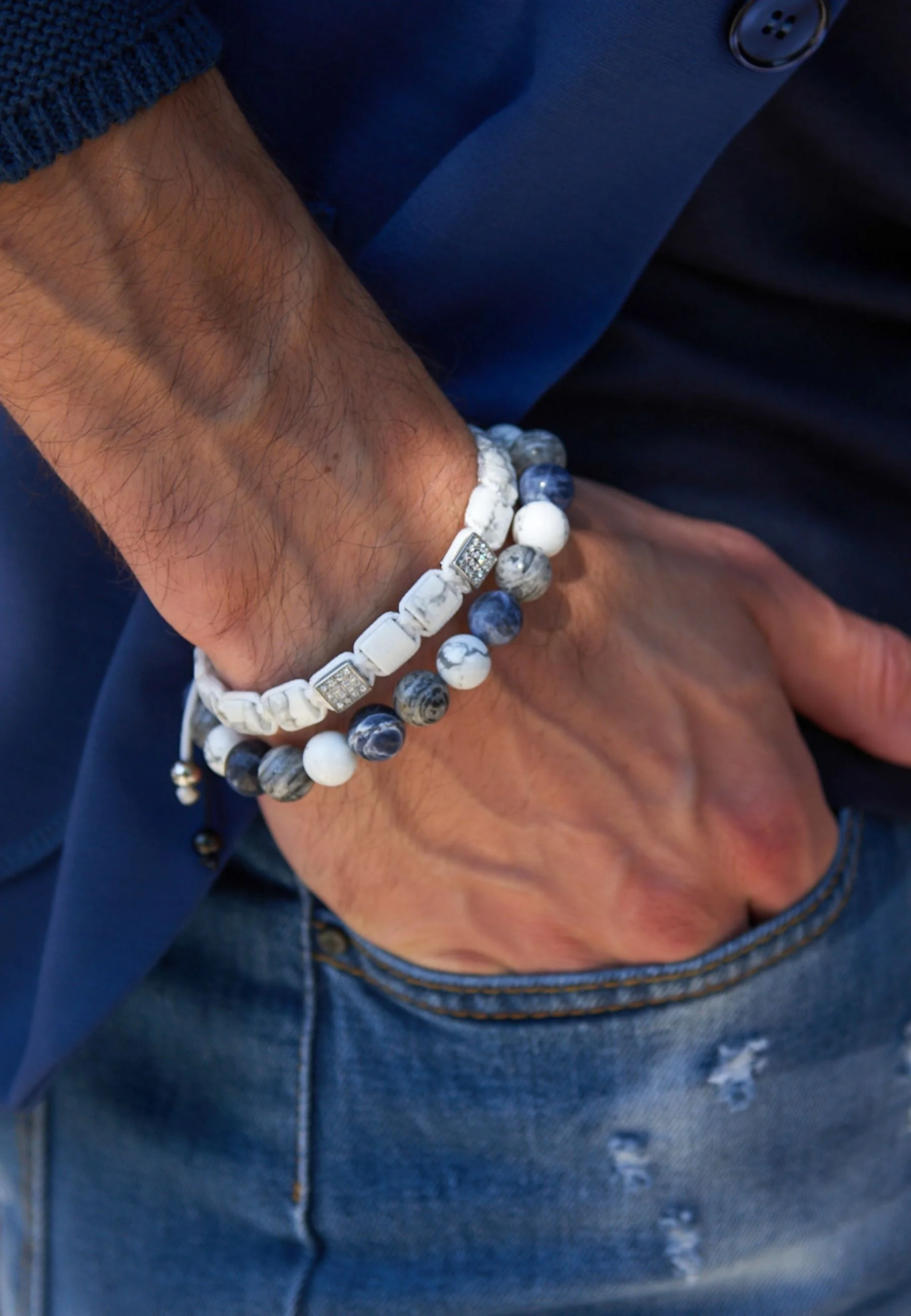 GT collection SODALITE, HOWLITE, JASPER BEADED - Bracciale