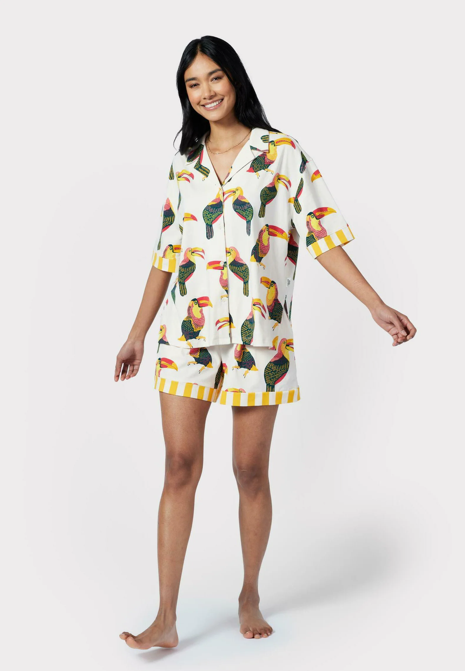 Chelsea Peers TOUCAN PRINT BUTTON UP - Pigiama
