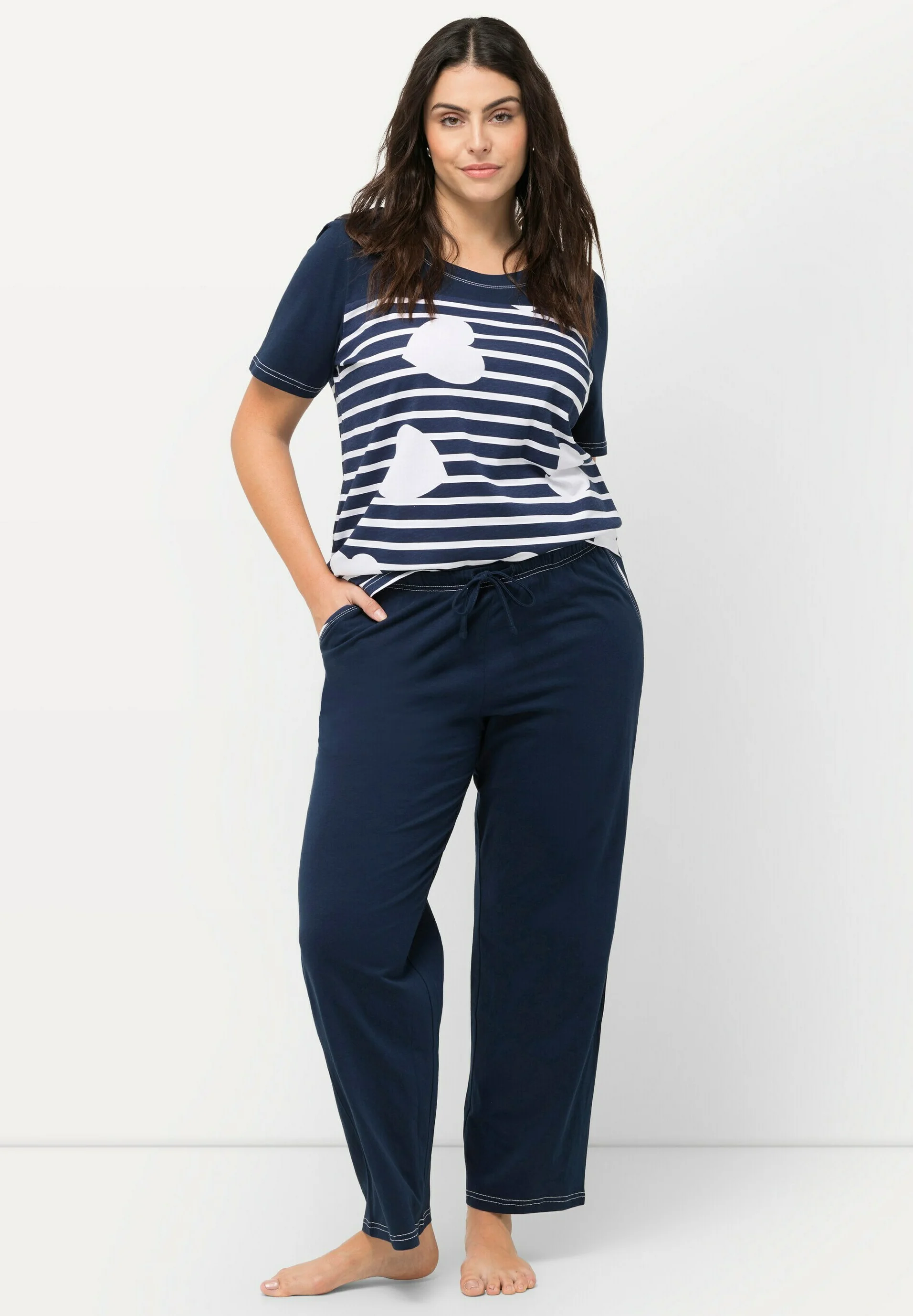 Ulla Popken STRIPED HEART SHORT SLEEVE - Pigiama