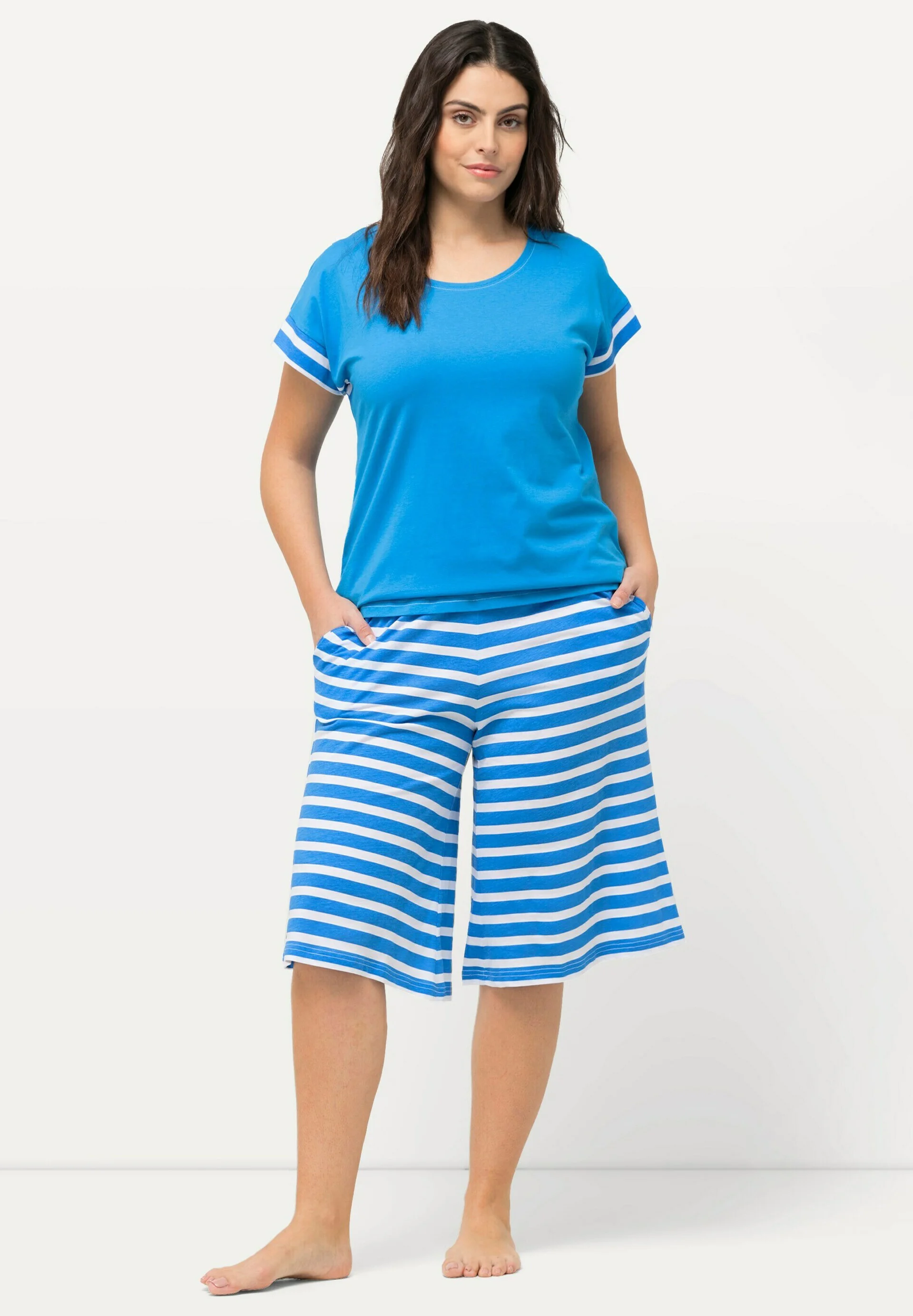 Ulla Popken STRIPED SHORTY SET - Pigiama