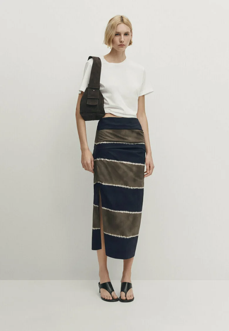 Massimo Dutti DOUBLE TONE STRIPED - Gonna a tubino