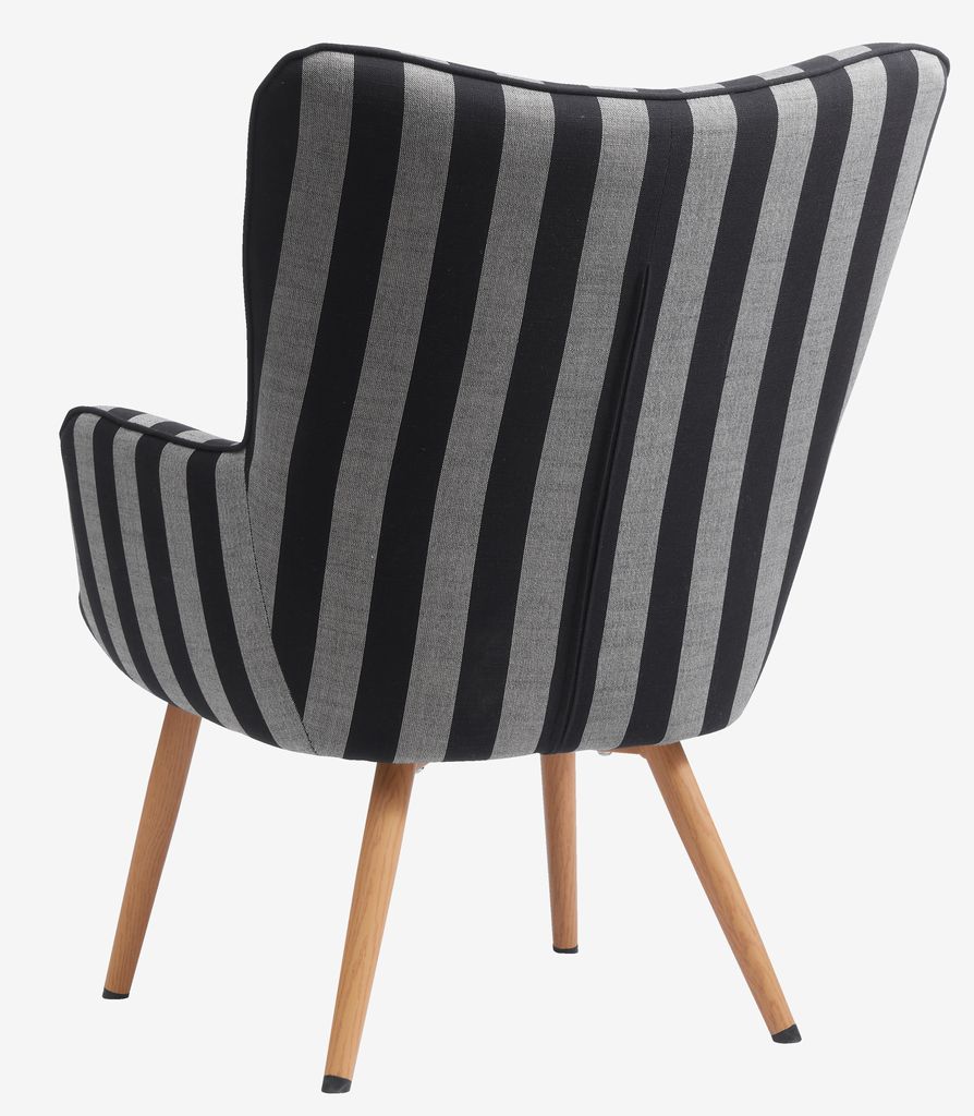 Armchair SIMESTED striped black/beige fabric