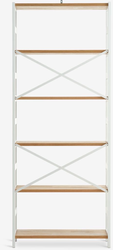 Shelving unit INTRUP wide 6 shelves white/oak