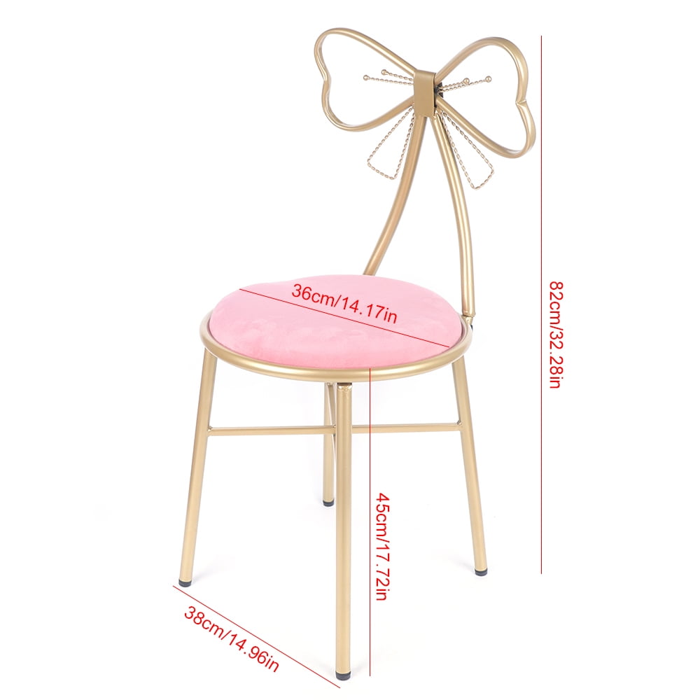 Lowest Prices - Vanity Chair, Pink Bow Backrest Velvet Makeup Chair Stool Lounge Dresser Seat for Bedroom Dressing Room Pink Gold