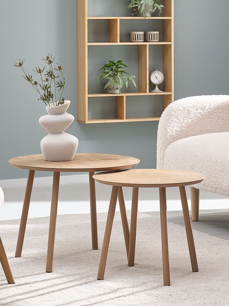 Nest of tables MUNKEBO D55/D45 oak colour pack of 2