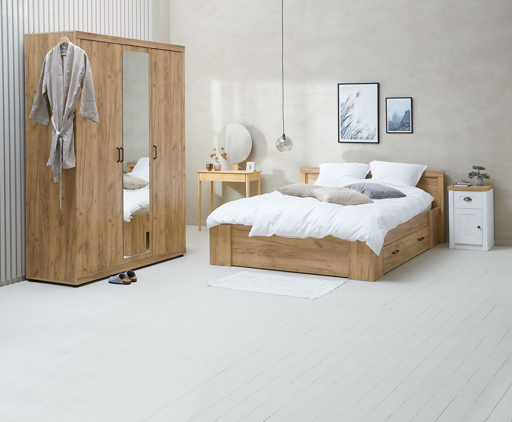 Wardrobe LINTRUP 157x220 3 doors oak colour