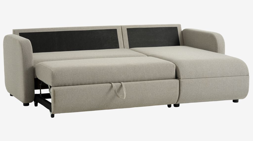 Sofa bed chaise longue MOMMARK beige fabric