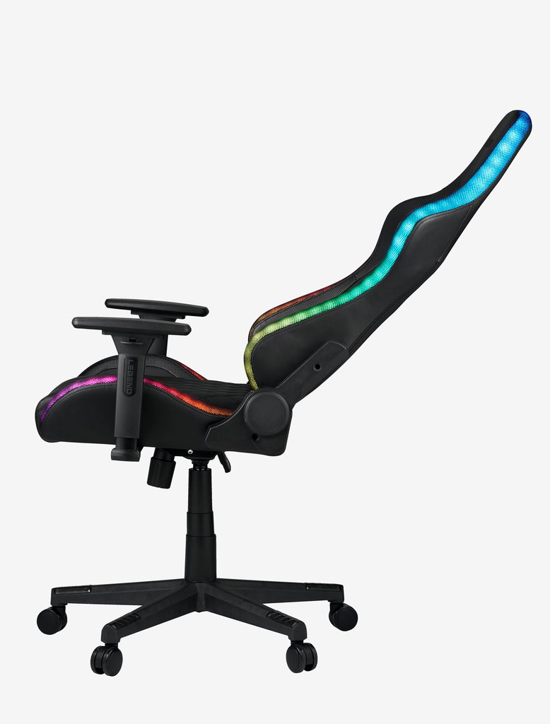 Gaming chair RANUM with LED black faux leather