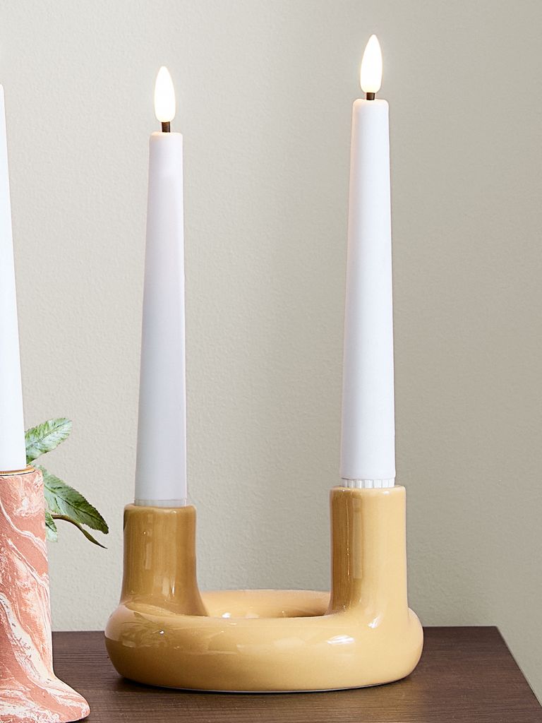 Candlestick JIM D13xH9cm yellow