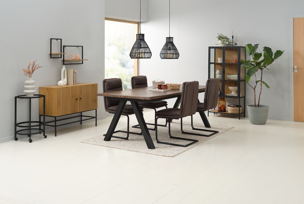 Wall shelf TRAPPEDAL pack of 2 oak colour/black