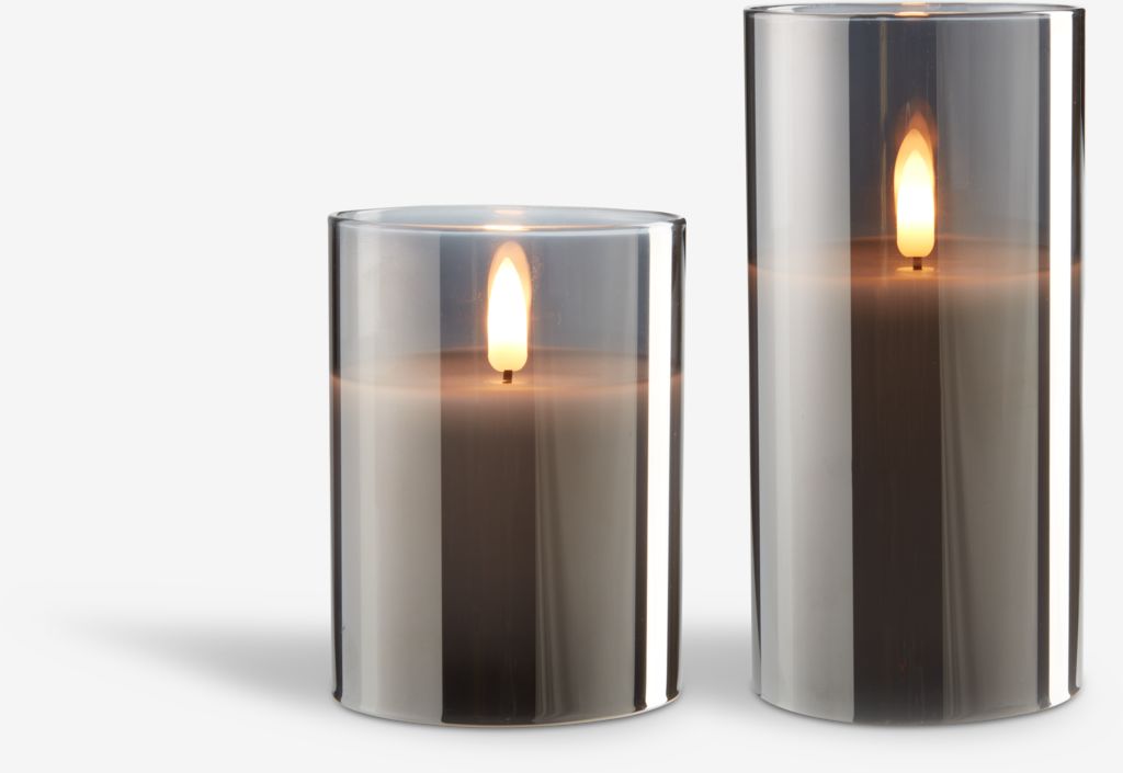 LED pillar candle KLAUS D8xH10cm grey