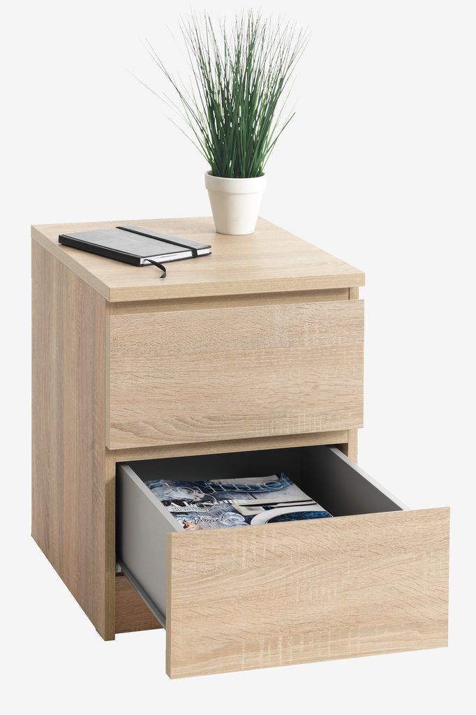 Bedside table LIMFJORDEN 2 drawers light oak colour