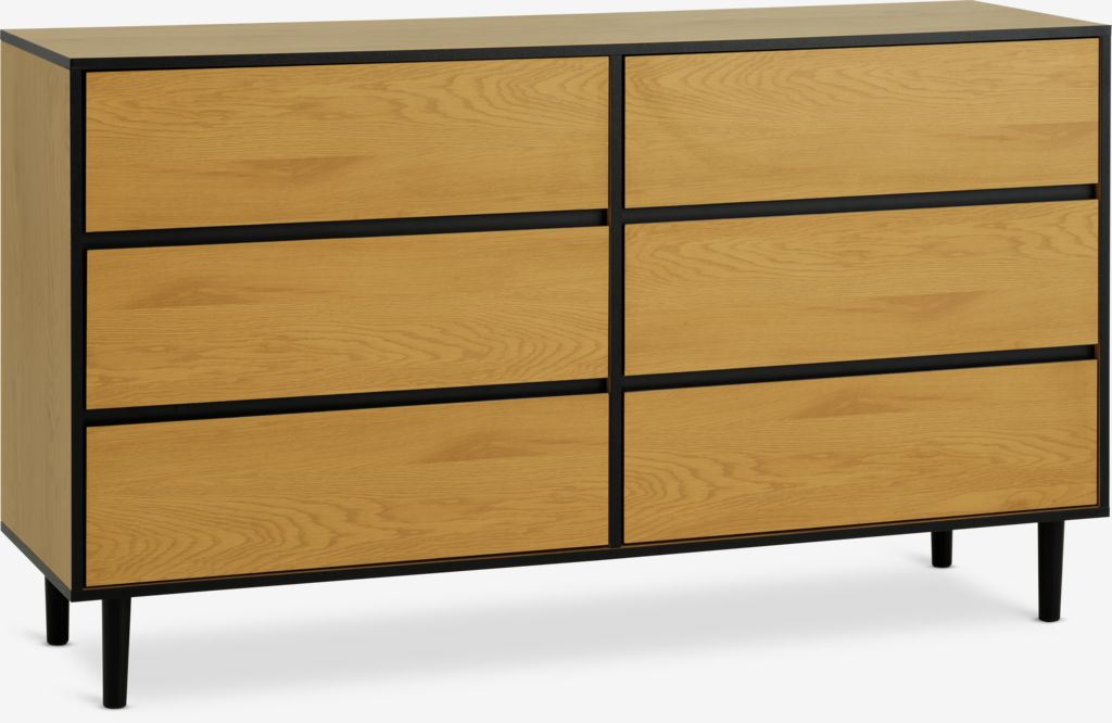 3+3 drawer chest ODENSE oak colour/black