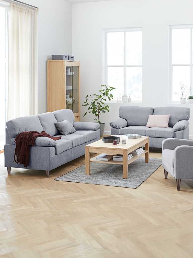Sofa set GEDVED 2 pieces light grey fabric