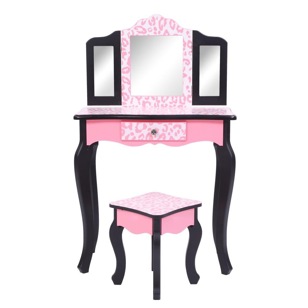 Lowest Prices - Ktaxon Kids Vanity Table and Stool Set with 3 Mirrors, Pretend Play Princess Makeup Dressing Table,Children's Furniture