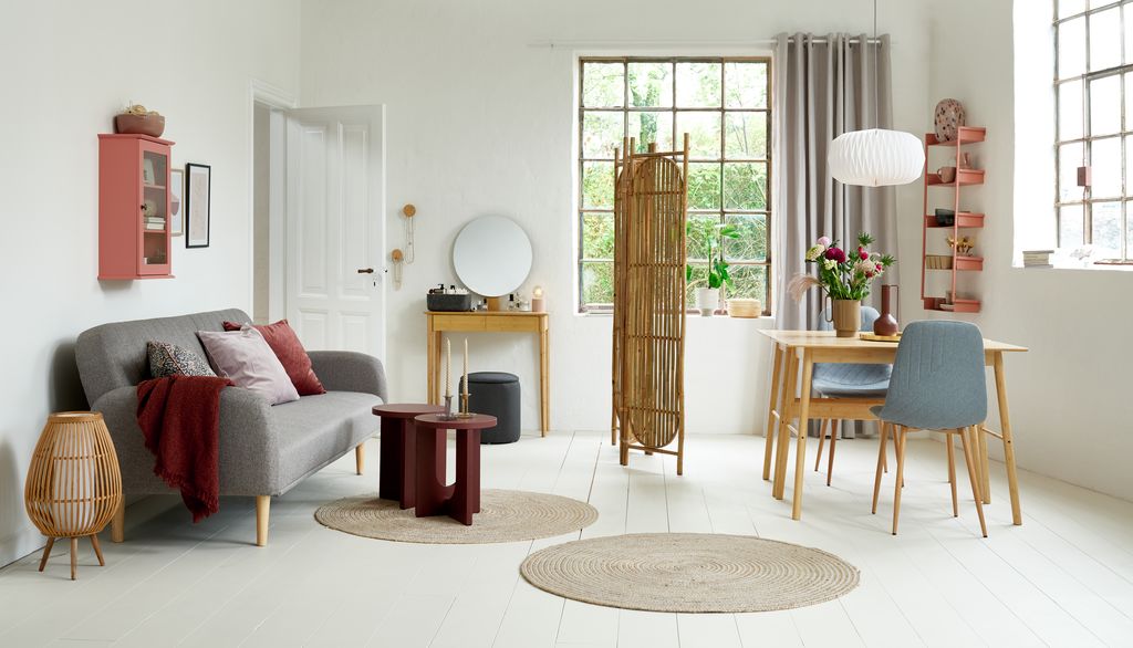 Sofa bed PARADIS light grey fabric/oak colour