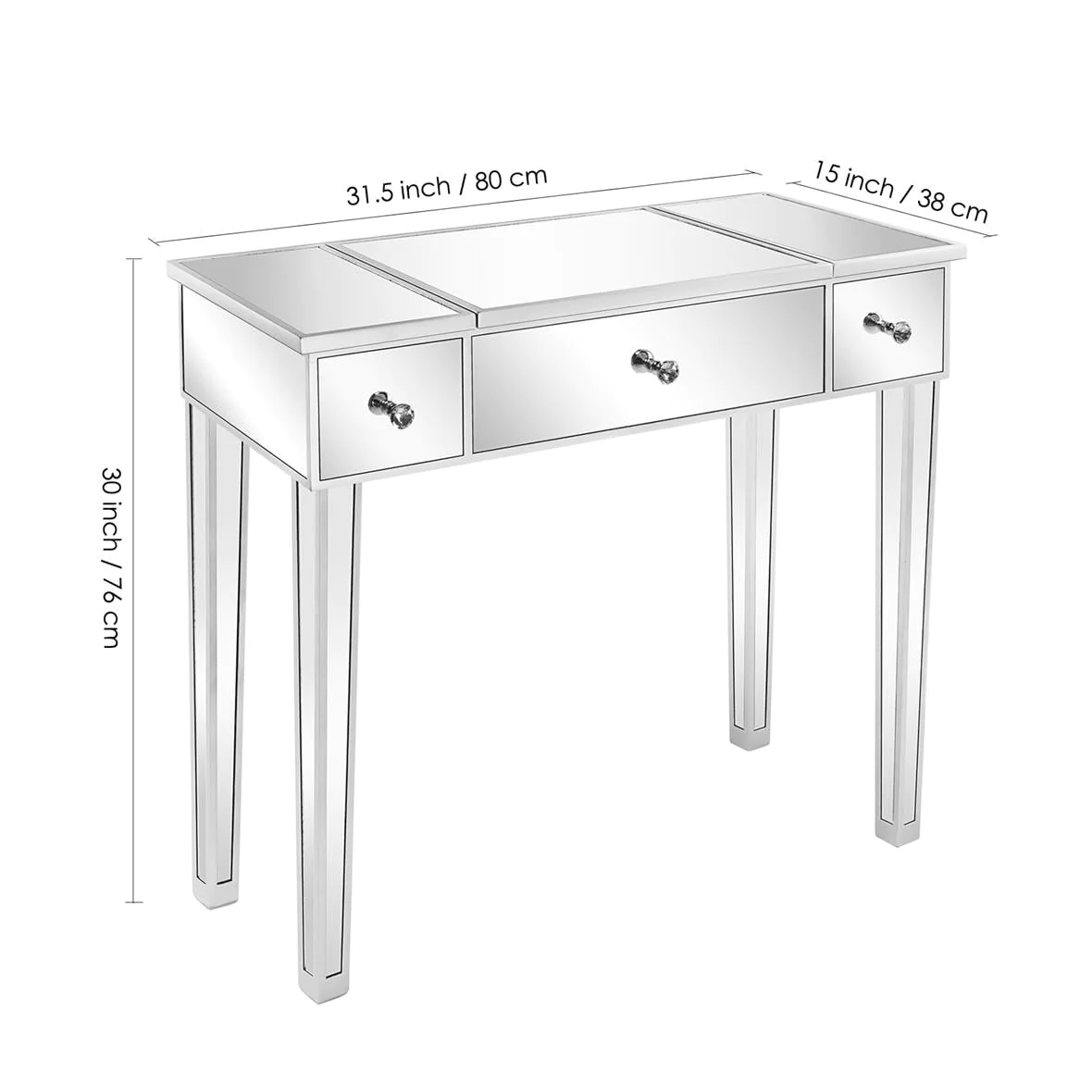 Lowest Prices - Zimtown Vanity Table Makeup Dressing Table Wood Jewelry Desk with Flip-top Mirror 3 drawers(Stool is NOt INCLUDED),Silver