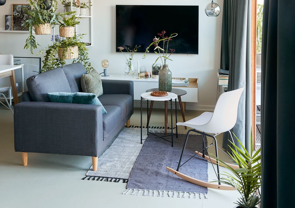 Sofa EGENSE 2 seater dark grey fabric