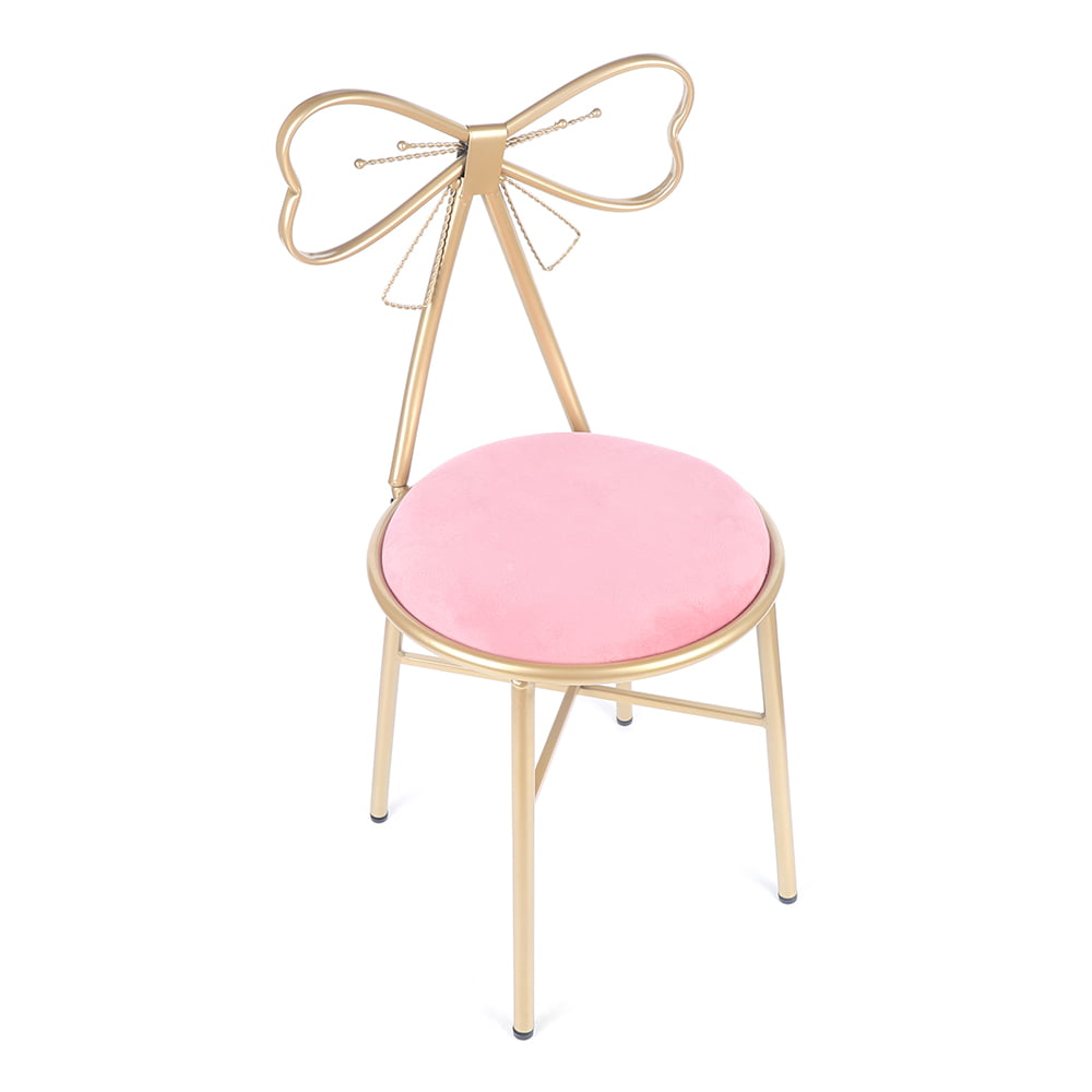 Lowest Prices - Vanity Chair, Pink Bow Backrest Velvet Makeup Chair Stool Lounge Dresser Seat for Bedroom Dressing Room Pink Gold