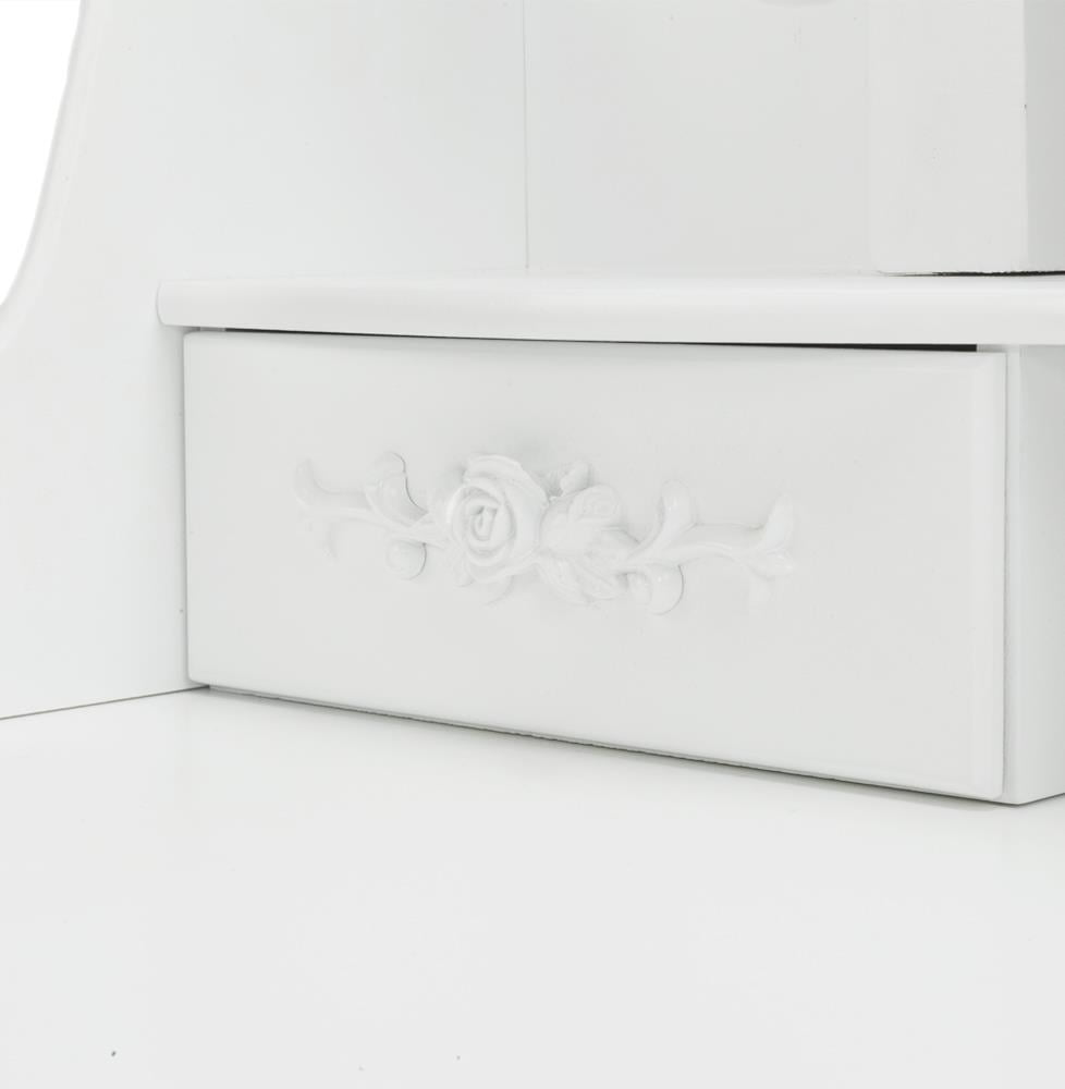 Lowest Prices - Ktaxon Vanity Jewelry Wooden Makeup Dressing Table Set W/Stool Mirror Cabinet &4 Drawer