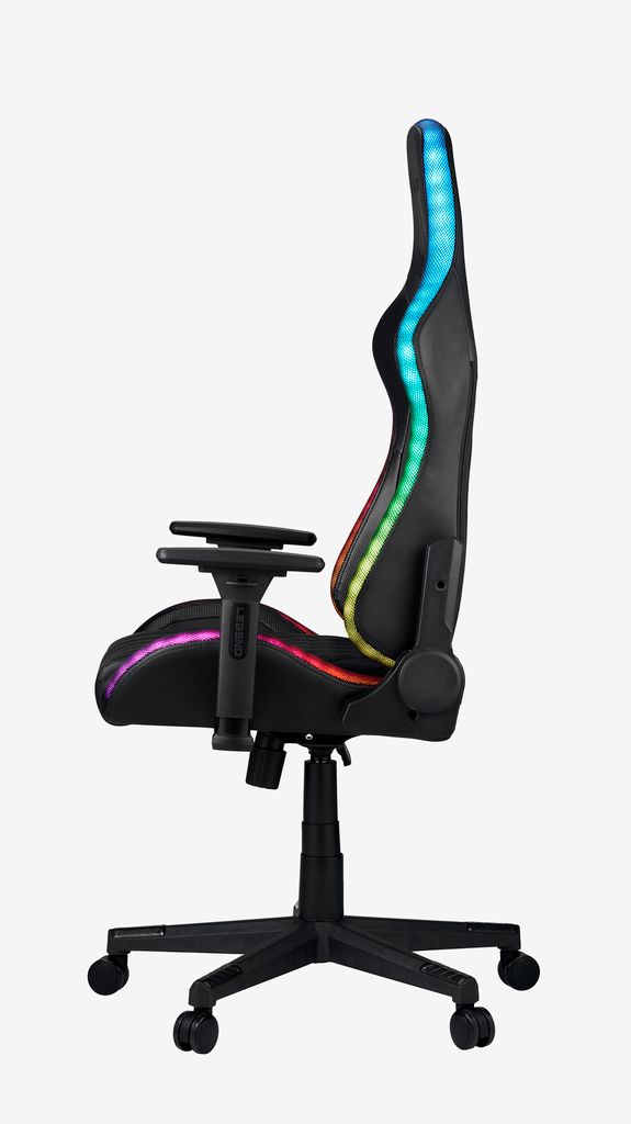 Gaming chair RANUM with LED black faux leather
