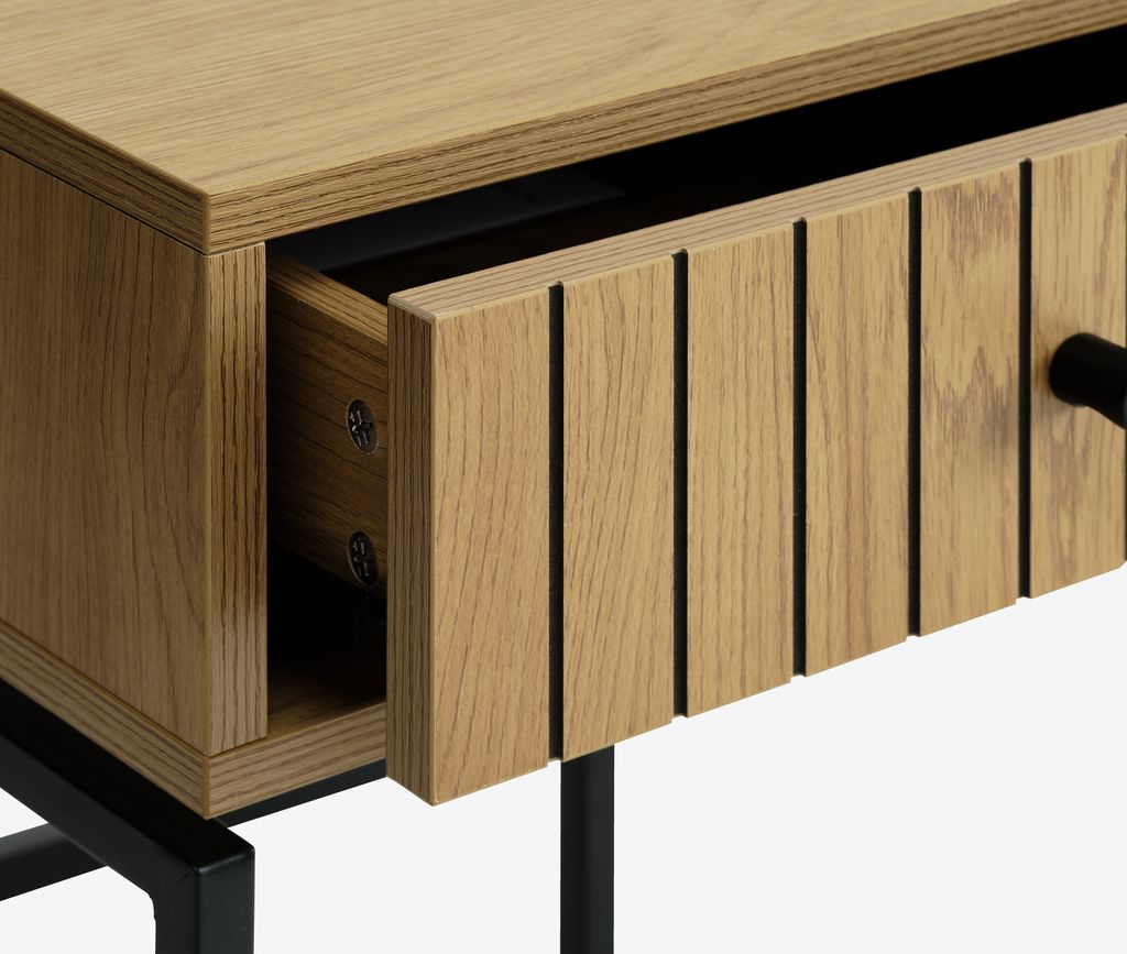 Bedside table HEMDRUP 1 drawer oak color/black