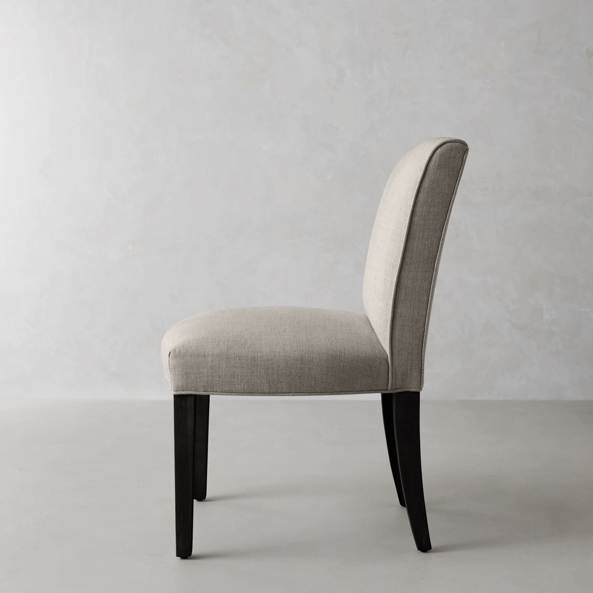 Fitzgerald Dining Side Chair, Perennials Performance Basketweave, White, Ebony Leg