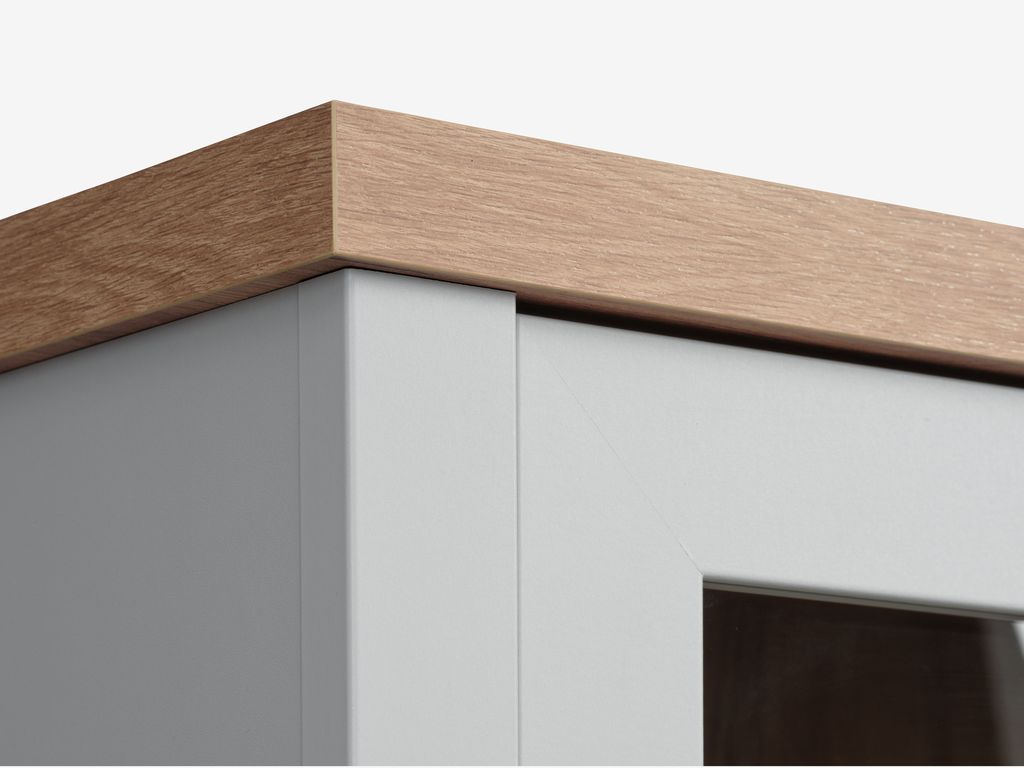 Display cabinet MARKSKEL 2 doors light grey/oak colour