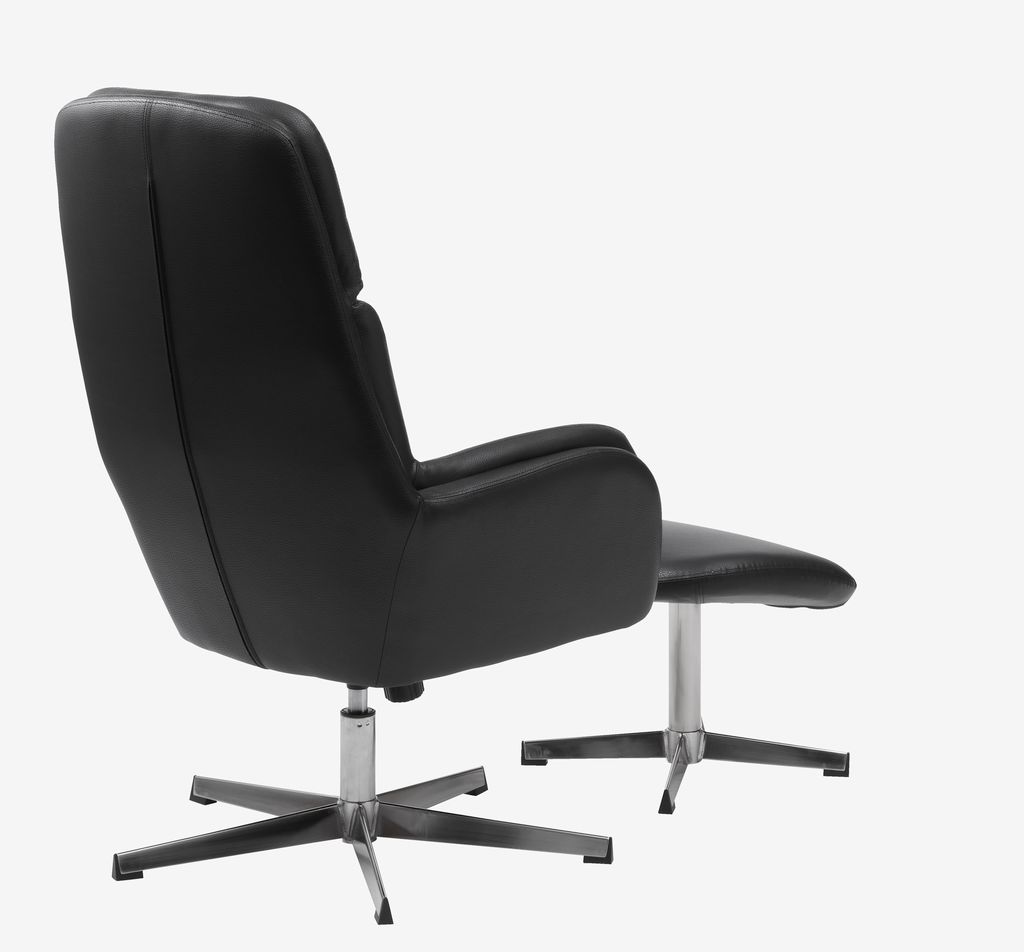 Armchair w/footstool TANKEDAL black faux leather