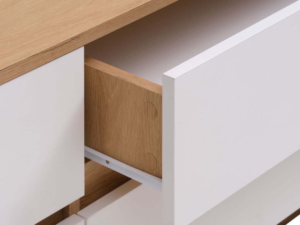 3+3 drawer chest BILLUND white/oak
