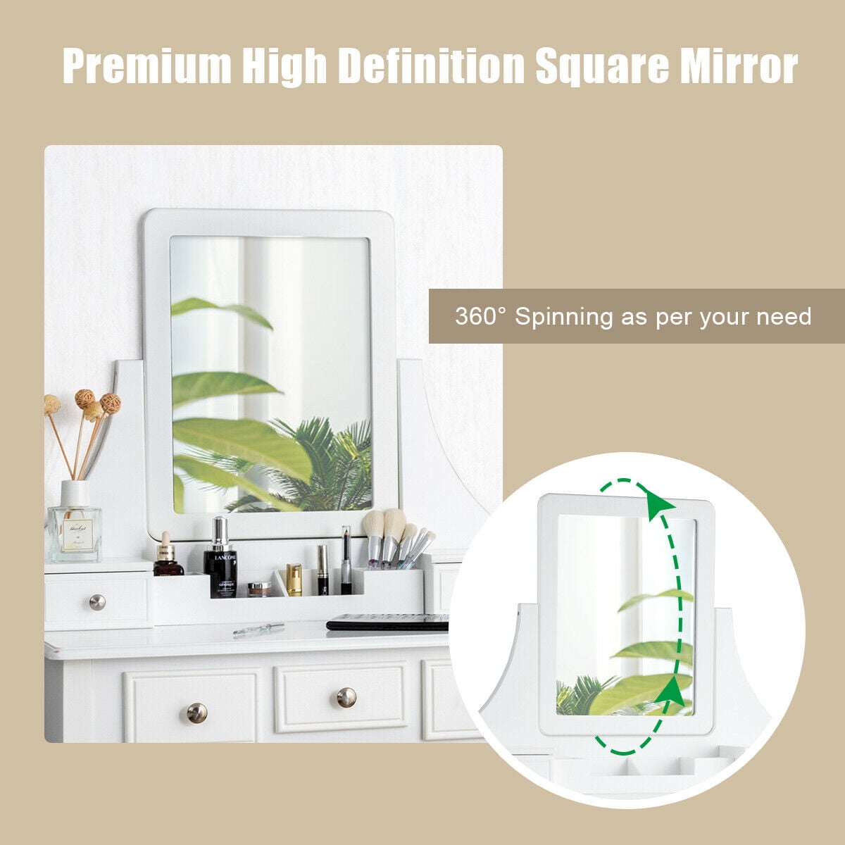 Lowest Prices - Gymax Vanity Set Makeup Dressing Table & Stool w/5 Drawers White