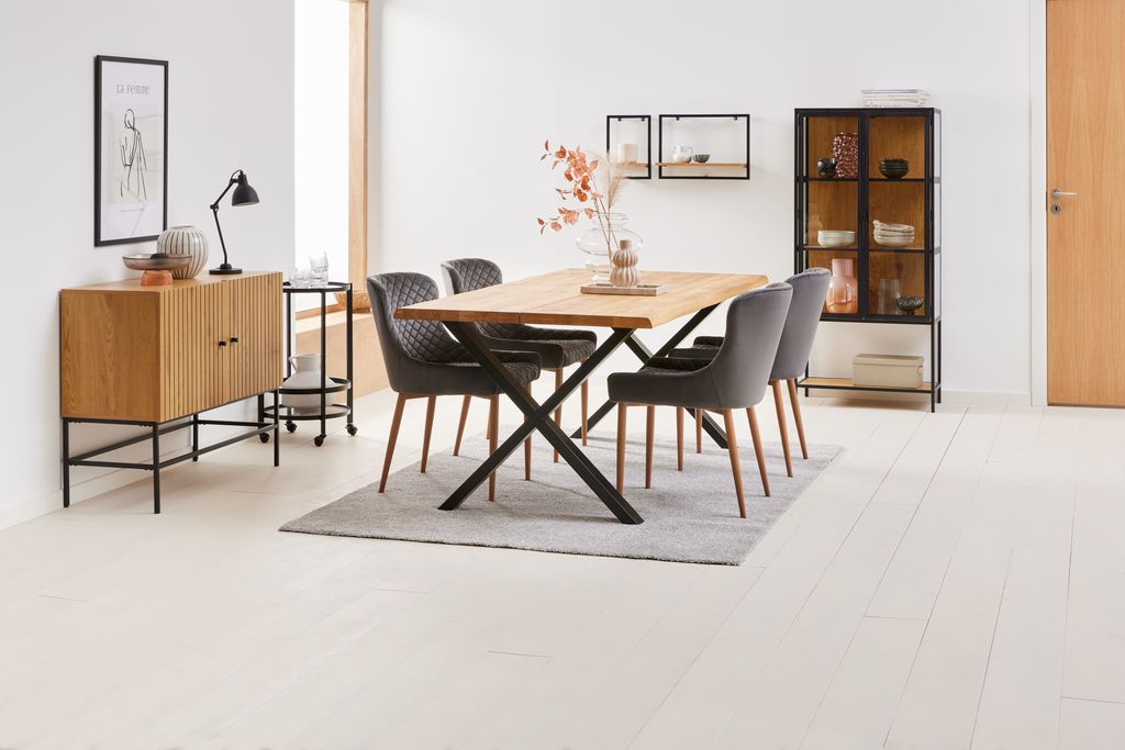 Wall shelf TRAPPEDAL pack of 2 oak colour/black