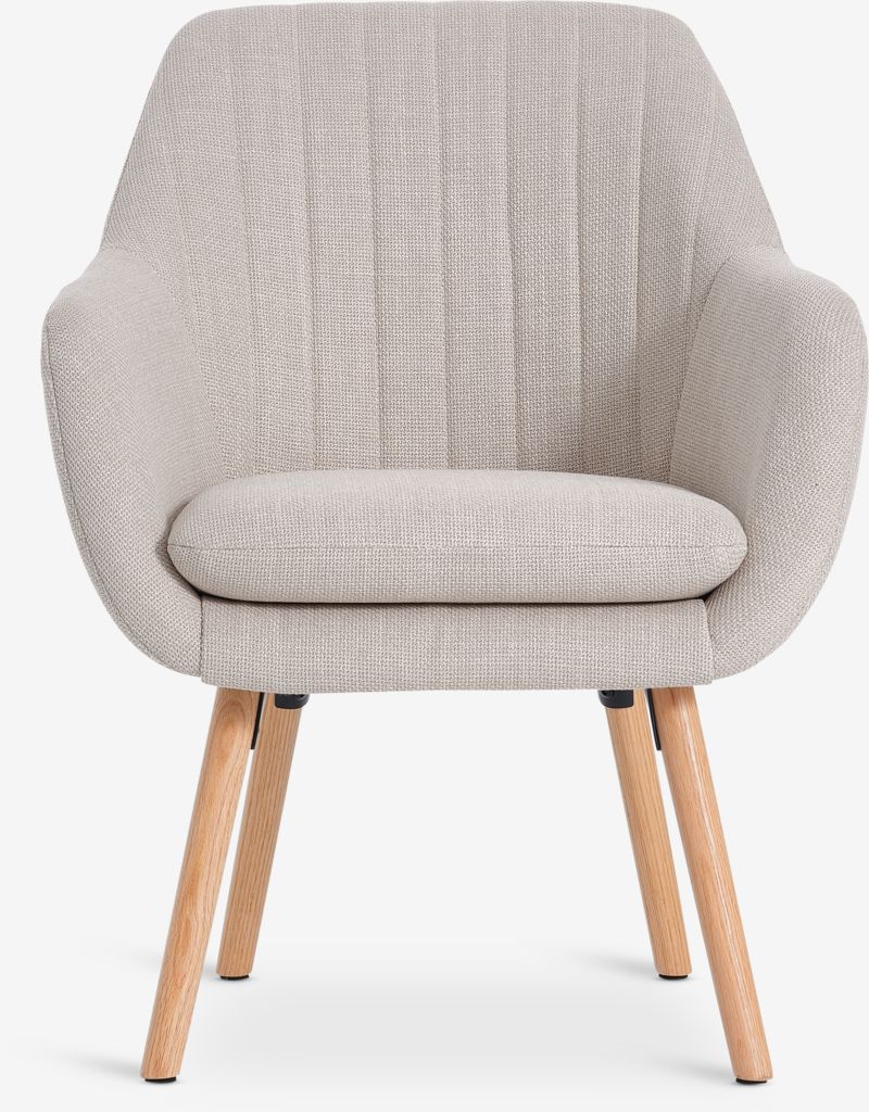 Armchair UDSBJERG beige fabric/oak