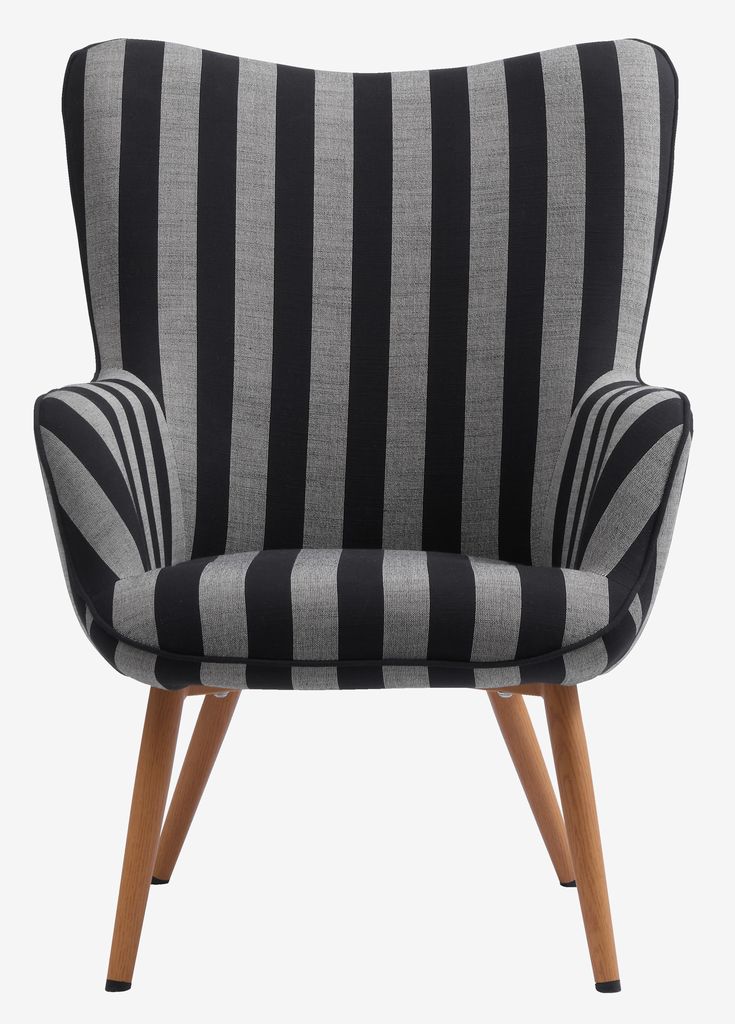 Armchair SIMESTED striped black/beige fabric