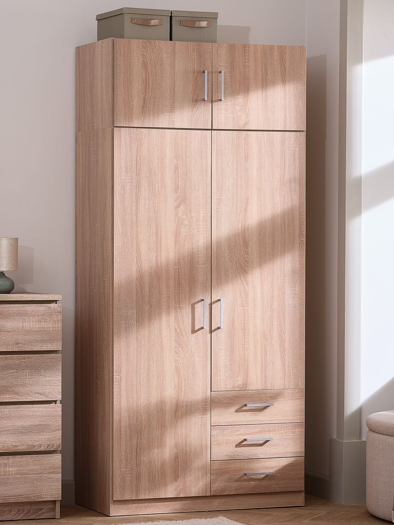 Wardrobe FANDRUP 97x176 2 doors 3 draw light oak colour