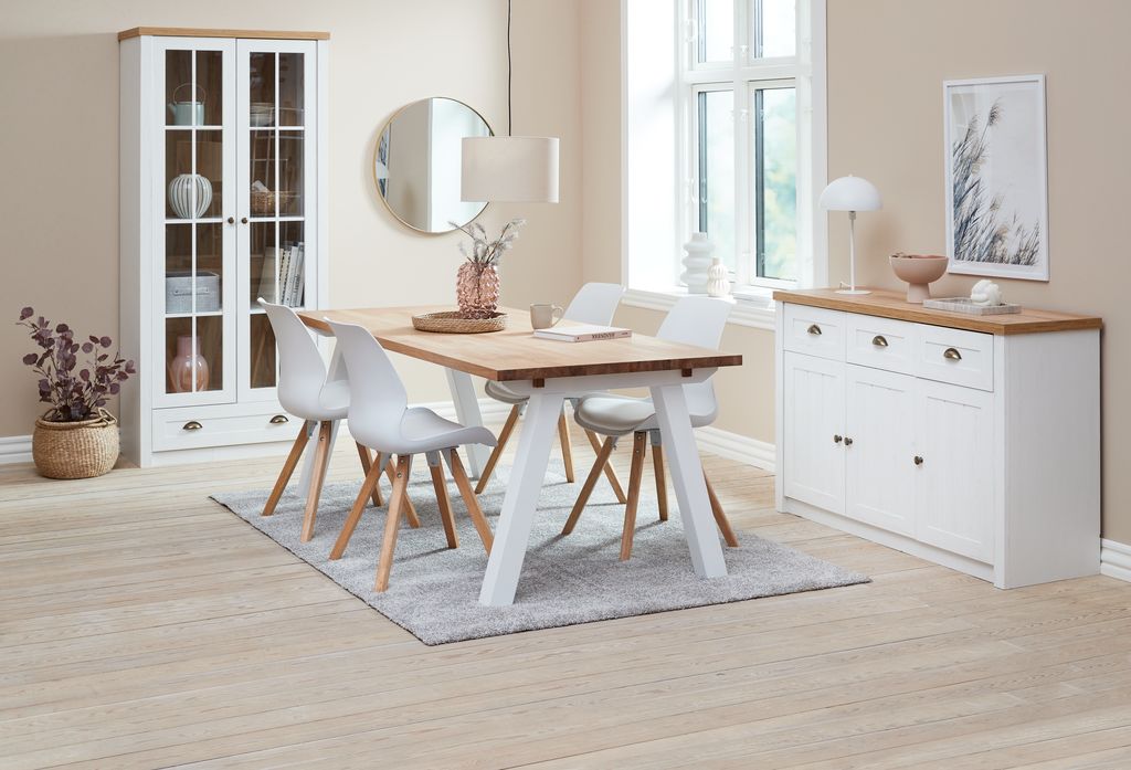 Display cabinet MARKSKEL 2 doors white/oak colour