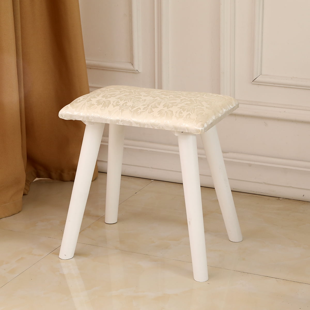 Lowest Prices - Ktaxon Vanity Set with Round Lighted Mirror, Makeup Dressing Table with 8 Light Bulbs & Cushioned Stool Set,Bedroom Vanities Set White