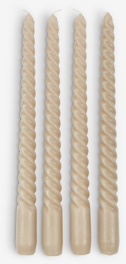 Candle BALDUR H25cm khaki pack of 4