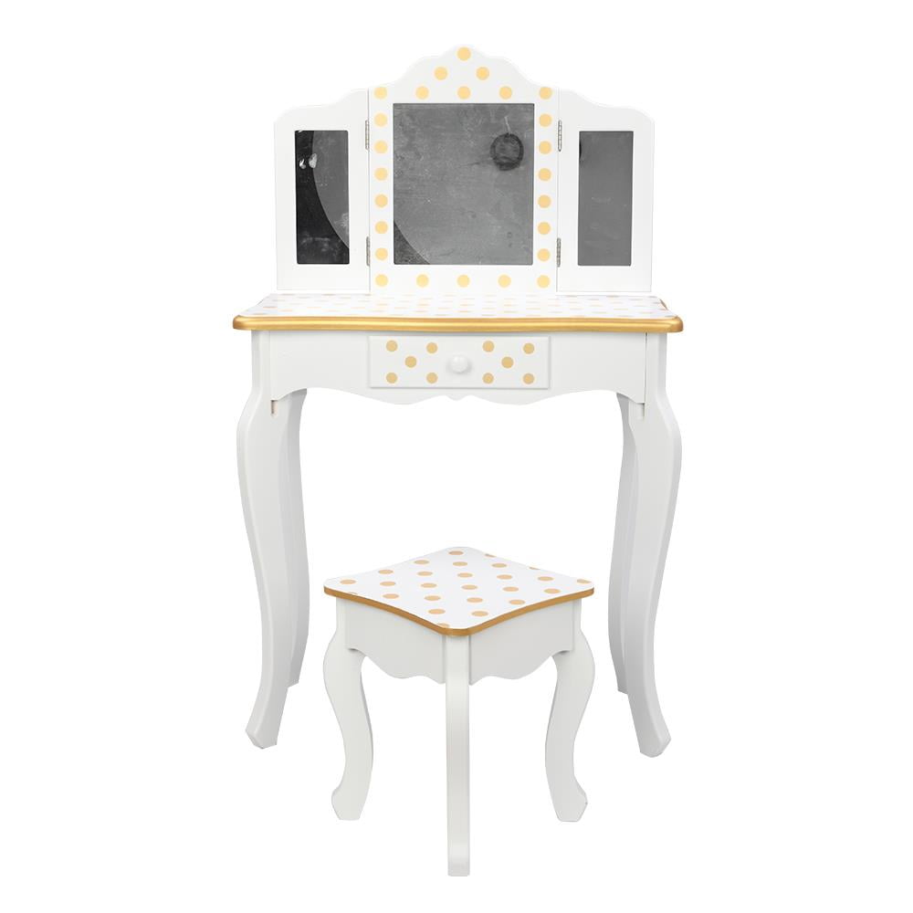 Lowest Prices - Ktaxon Kids Vanity Table and Stool Set with 3 Mirrors, Pretend Play Princess Makeup Dressing Table,Children's Furniture