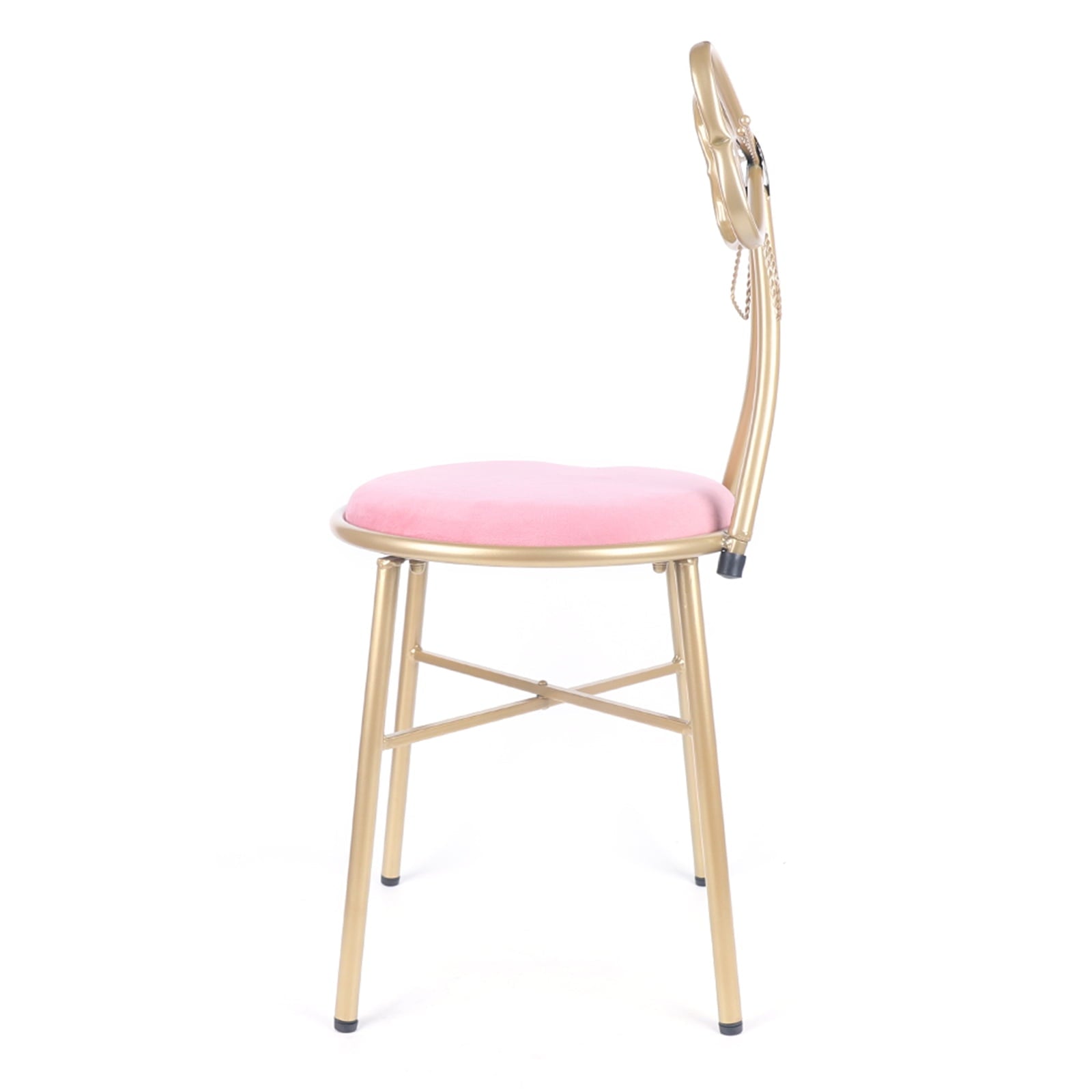 Lowest Prices - Vanity Chair, Pink Bow Backrest Velvet Makeup Chair Stool Lounge Dresser Seat for Bedroom Dressing Room Pink Gold