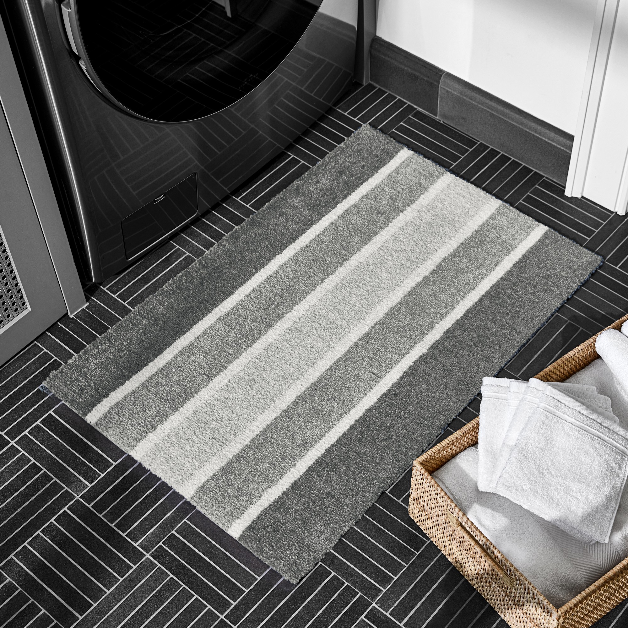 Hold Everything Striped Washable Laundry Mat