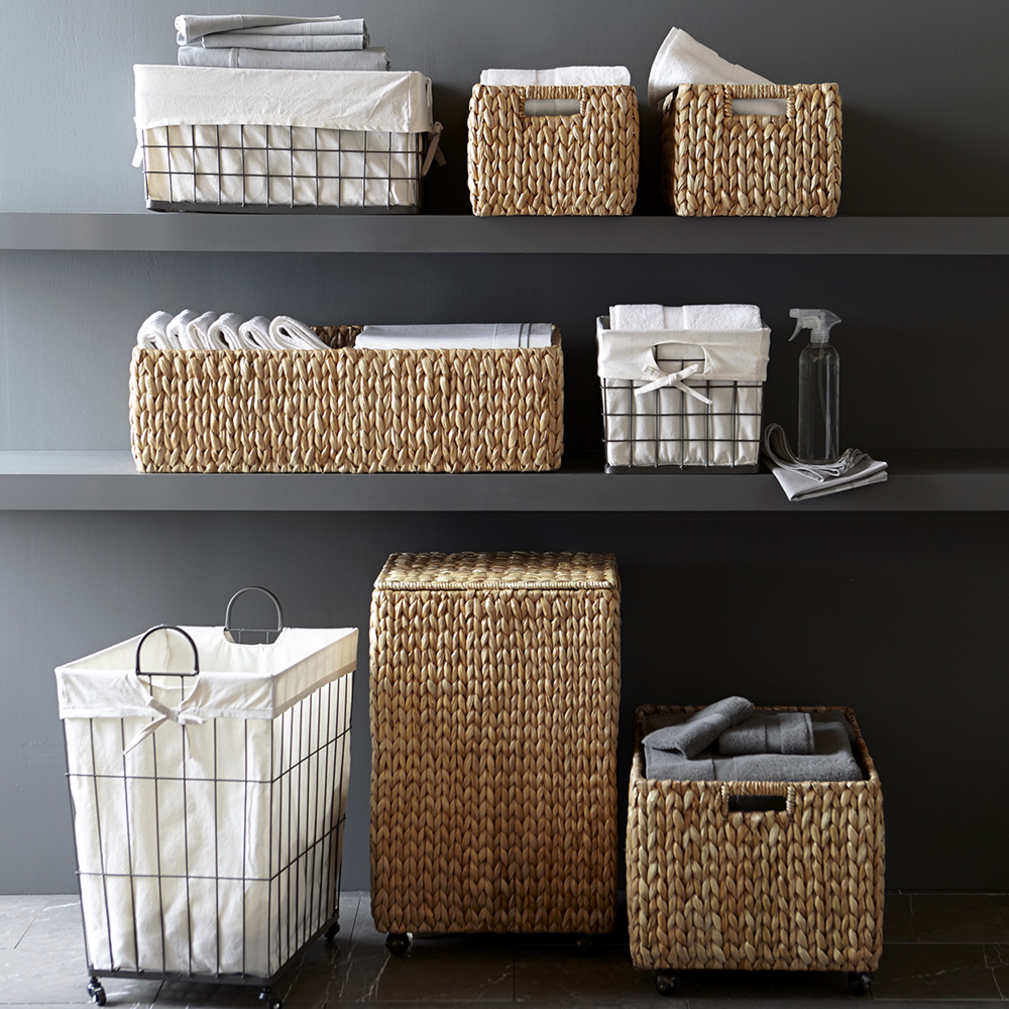 Nantucket Woven Seagrass Hamper on Wheels
