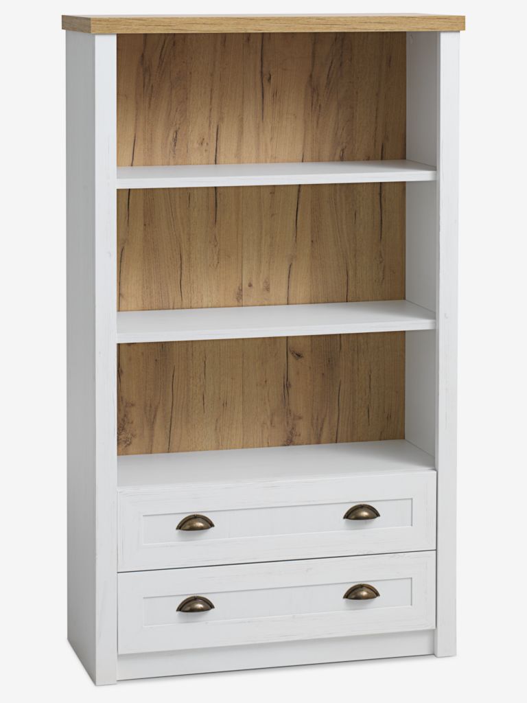 Bookcase MARKSKEL 2 drawers white/oak colour