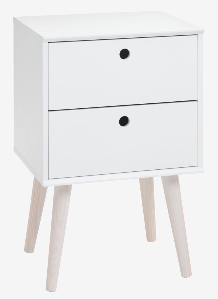 Bedside table OPLEV 2 drawers white/pine