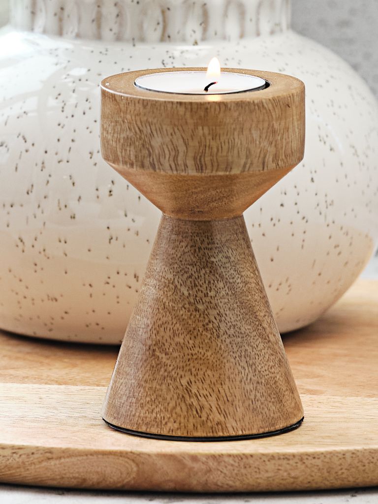 Tealight holder JOHAN D6xH10cm wood