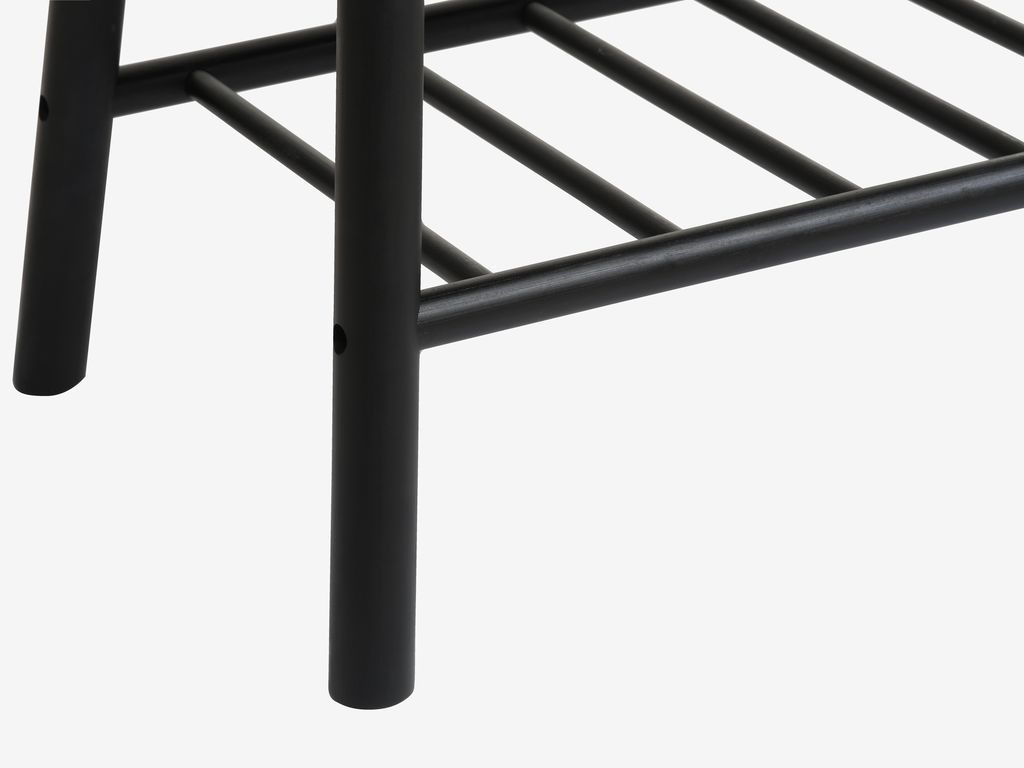 Bench VANDSTED with shelf black fabric/black