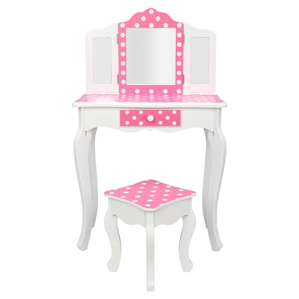 Lowest Prices - Ktaxon Kids Vanity Table and Stool Set with 3 Mirrors, Pretend Play Princess Makeup Dressing Table,Children's Furniture