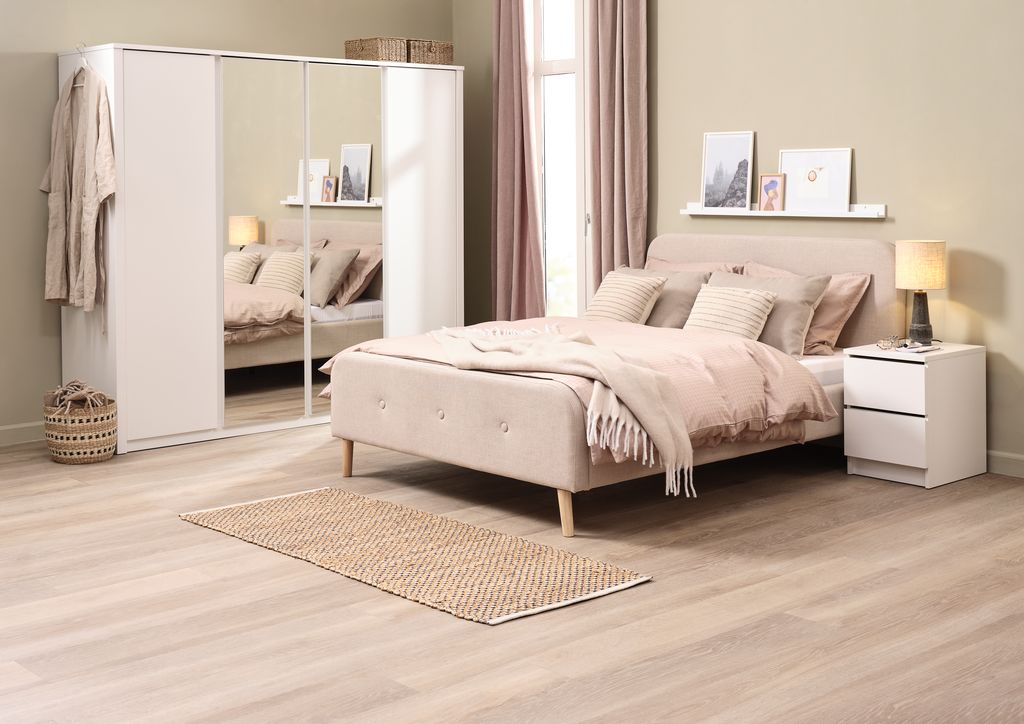 Bed frame KONGSBERG King beige fabric