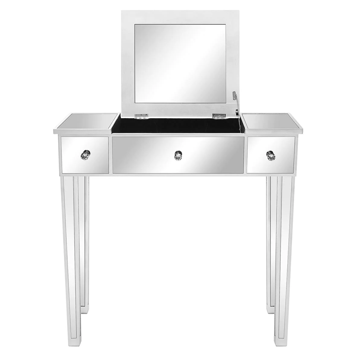 Lowest Prices - Zimtown Vanity Table Makeup Dressing Table Wood Jewelry Desk with Flip-top Mirror 3 drawers(Stool is NOt INCLUDED),Silver